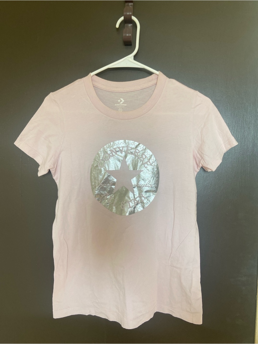 Converse Light Pink Tee with Metallic Silver Star